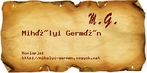 Mihályi Germán névjegykártya